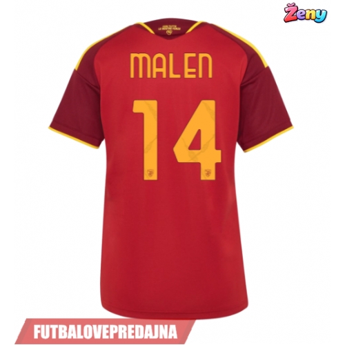 Lacne Ženy Futbalové dres AS Roma Donyell Malen #14 2026-27 Krátky Rukáv - Domáci